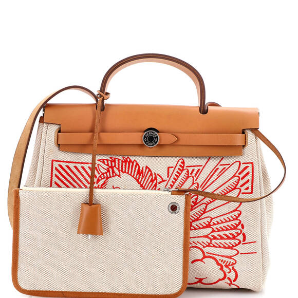 Hermes 31 Herbag Zip Pegase Pop Toile and Leather - Picture 2 of 8